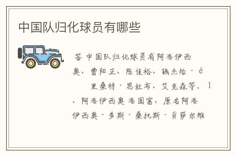 中国队归化球员有哪些