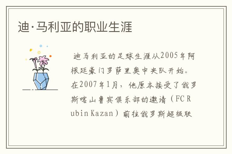 迪·马利亚的职业生涯
