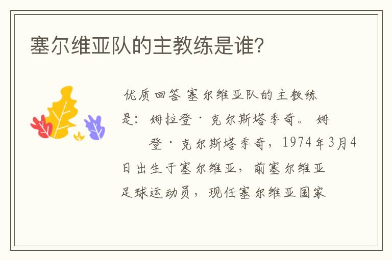 塞尔维亚队的主教练是谁?