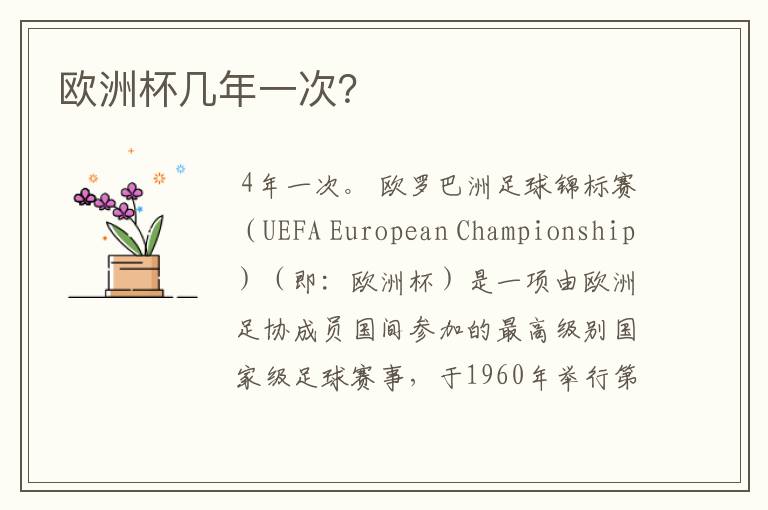 欧洲杯几年一次?