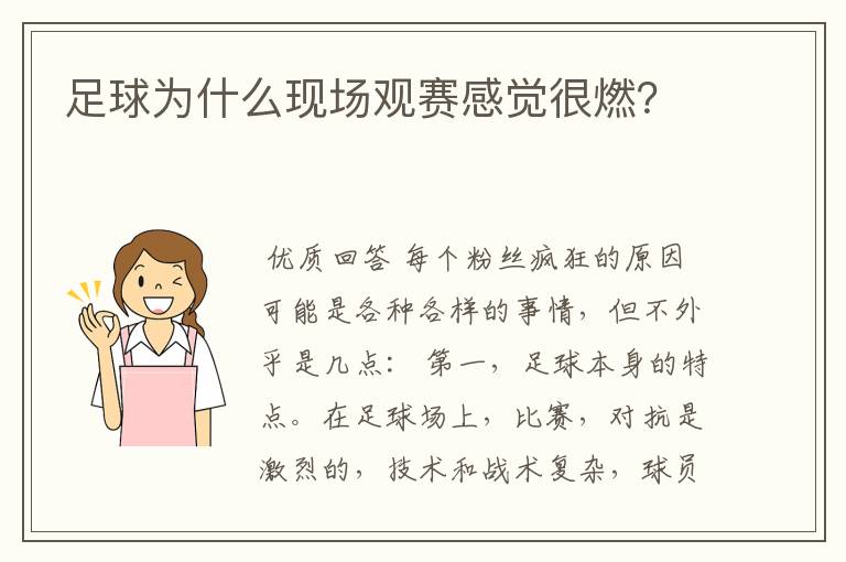 足球为什么现场观赛感觉很燃?