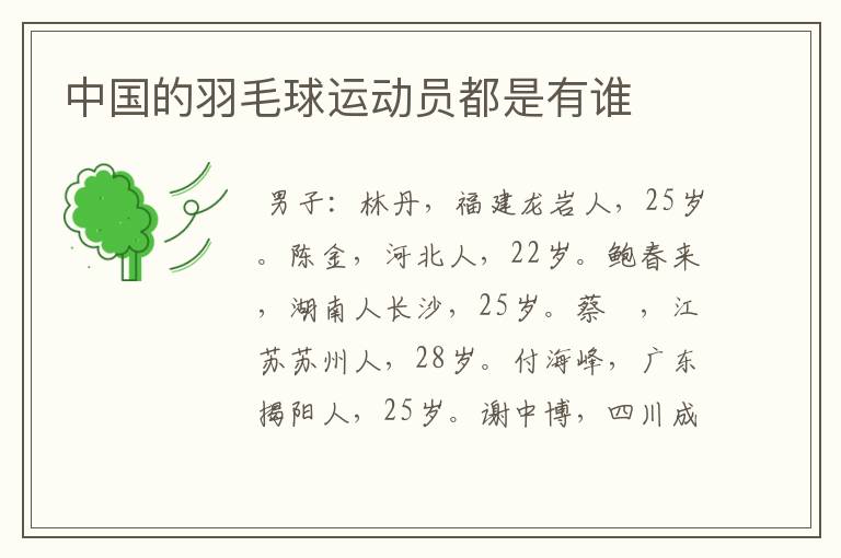 中国的羽毛球运动员都是有谁