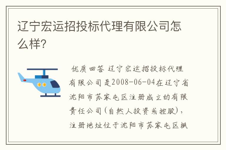 辽宁宏运招投标代理有限公司怎么样?