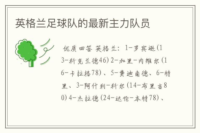 英格兰足球队的最新主力队员