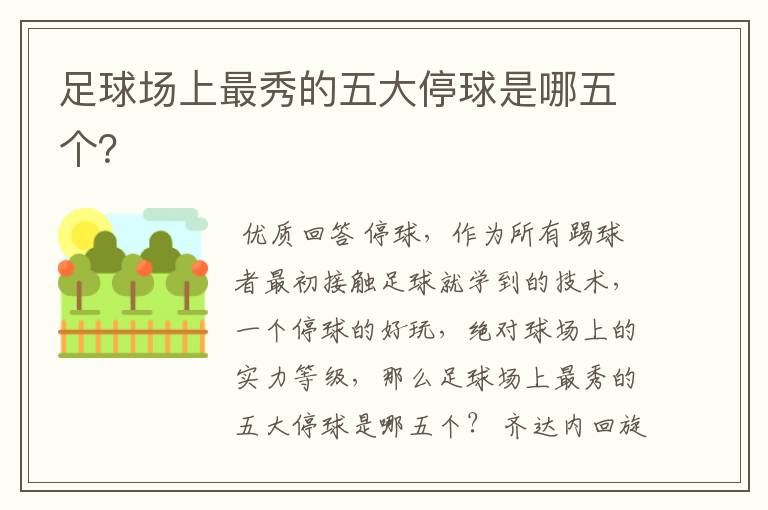 足球场上最秀的五大停球是哪五个?