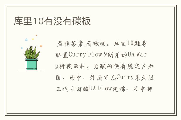 库里10有没有碳板