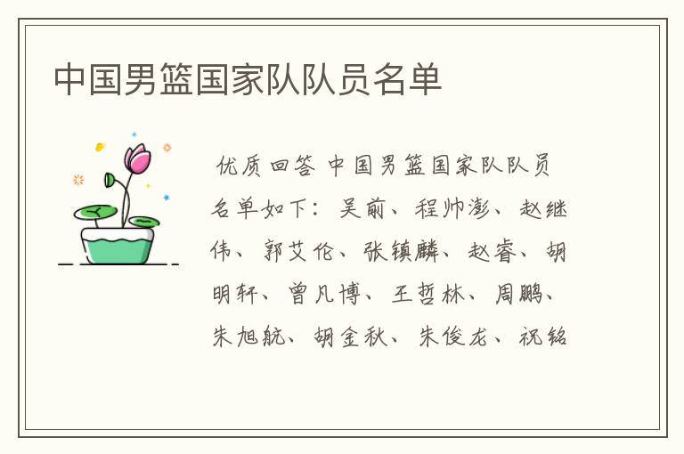 中国男篮国家队队员名单
