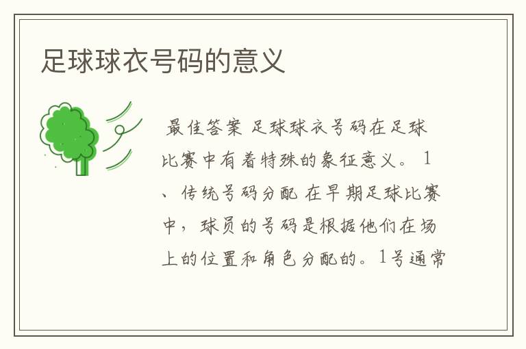 足球球衣号码的意义