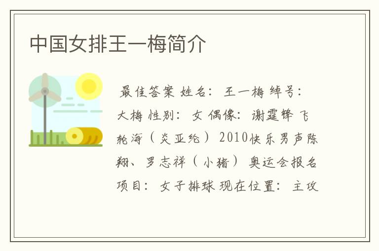 中国女排王一梅简介