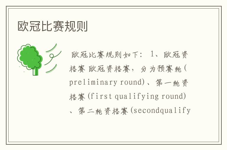 欧冠比赛规则