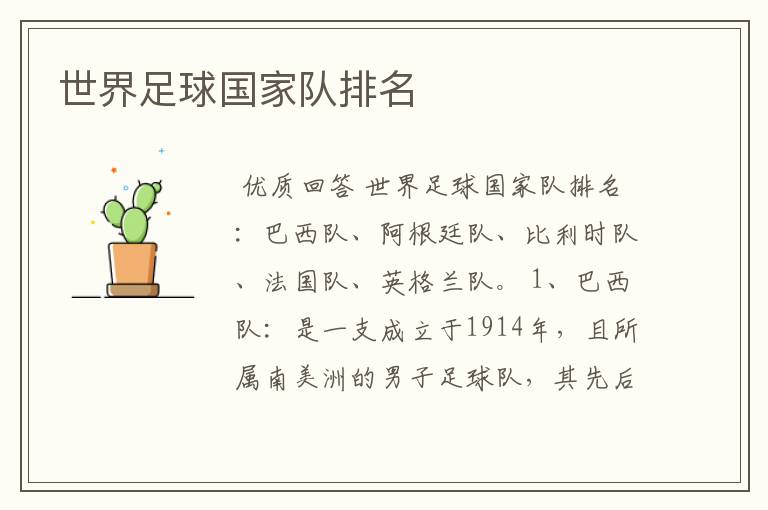 世界足球国家队排名