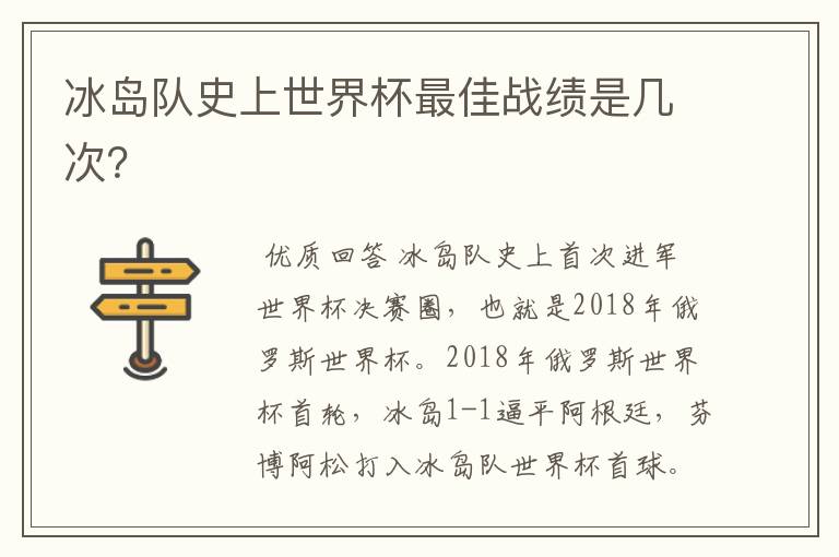 冰岛队史上世界杯最佳战绩是几次?