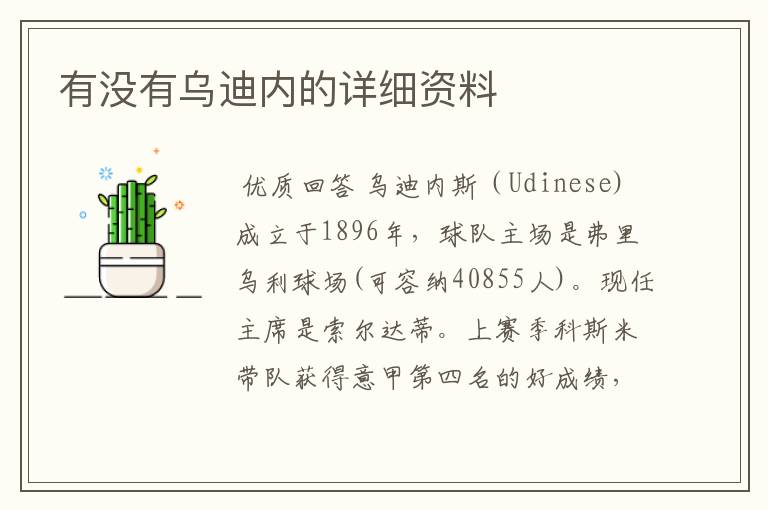 有没有乌迪内的详细资料