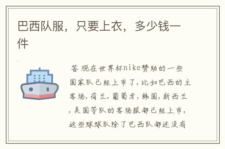 巴西队服,只要上衣,多少钱一件