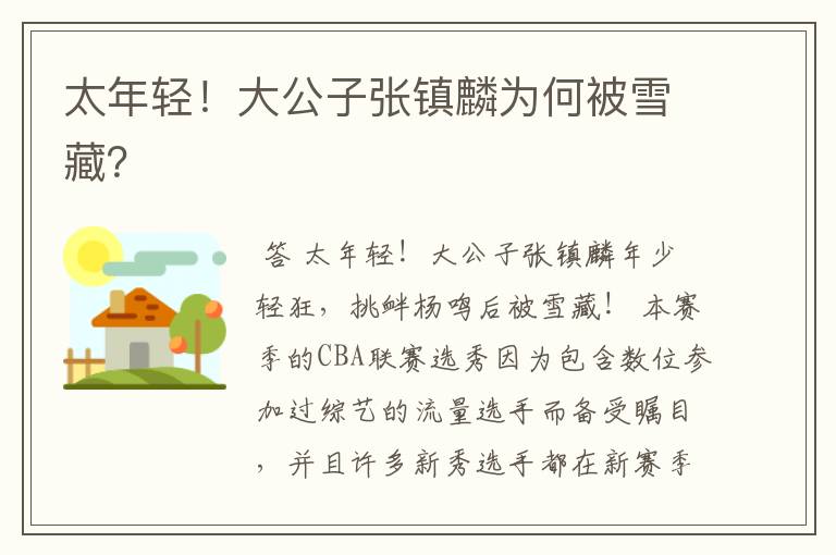 太年轻!大公子张镇麟为何被雪藏?