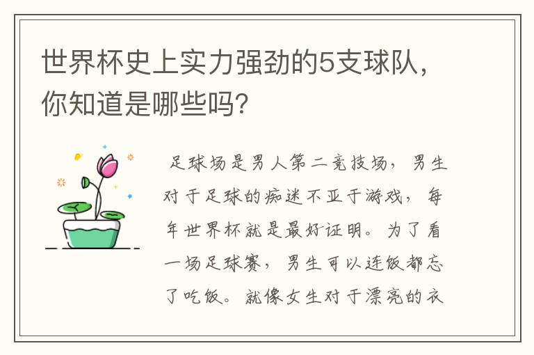 世界杯史上实力强劲的5支球队,你知道是哪些吗?