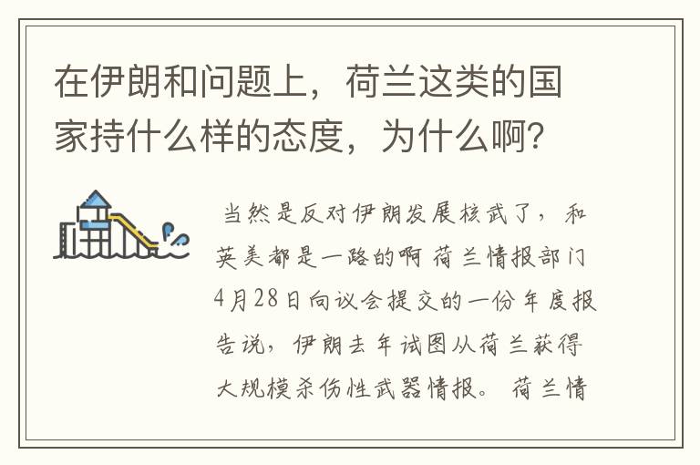 在伊朗和问题上,荷兰这类的国家持什么样的态度,为什么啊?