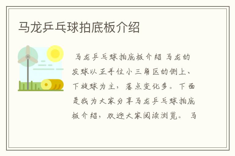 马龙乒乓球拍底板介绍
