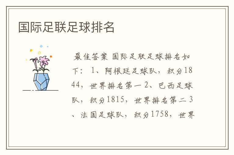 国际足联足球排名