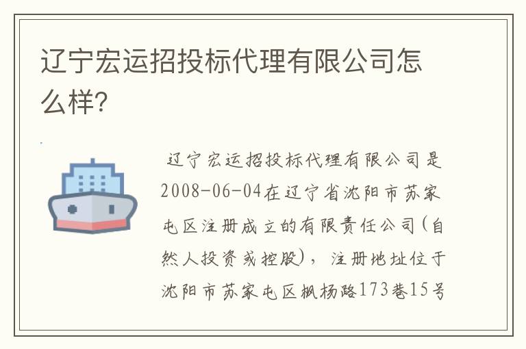 辽宁宏运招投标代理有限公司怎么样?