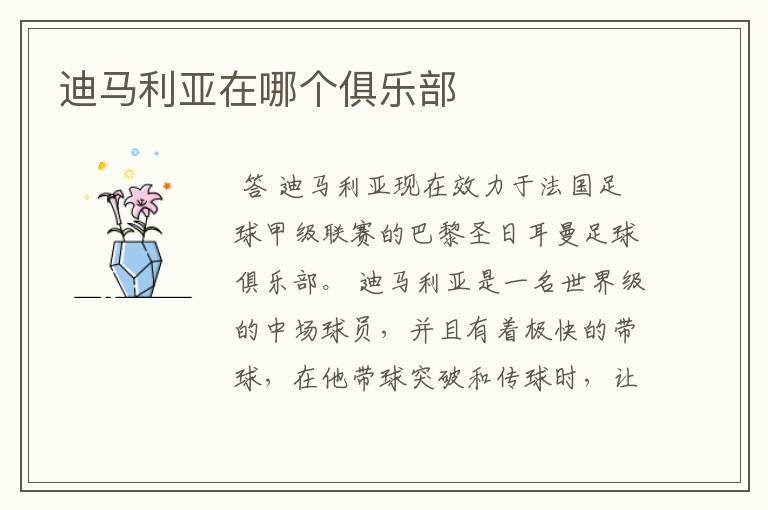 迪马利亚在哪个俱乐部