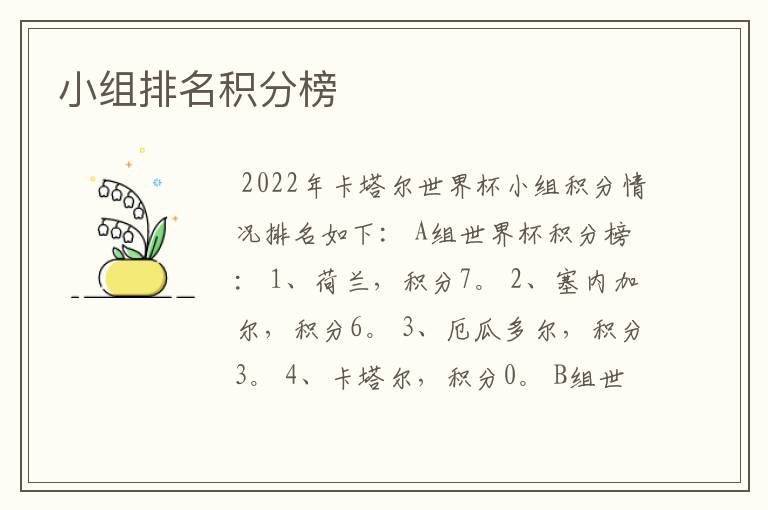 小组排名积分榜