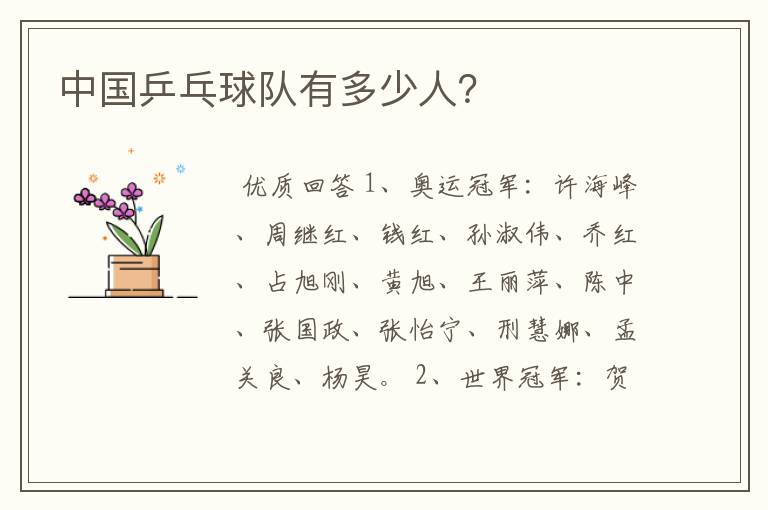 中国乒乓球队有多少人?