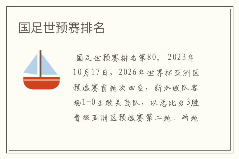 国足世预赛排名