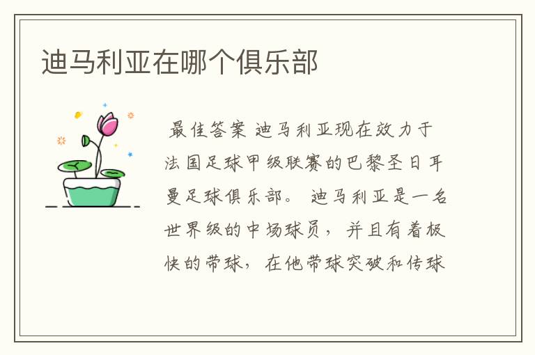迪马利亚在哪个俱乐部