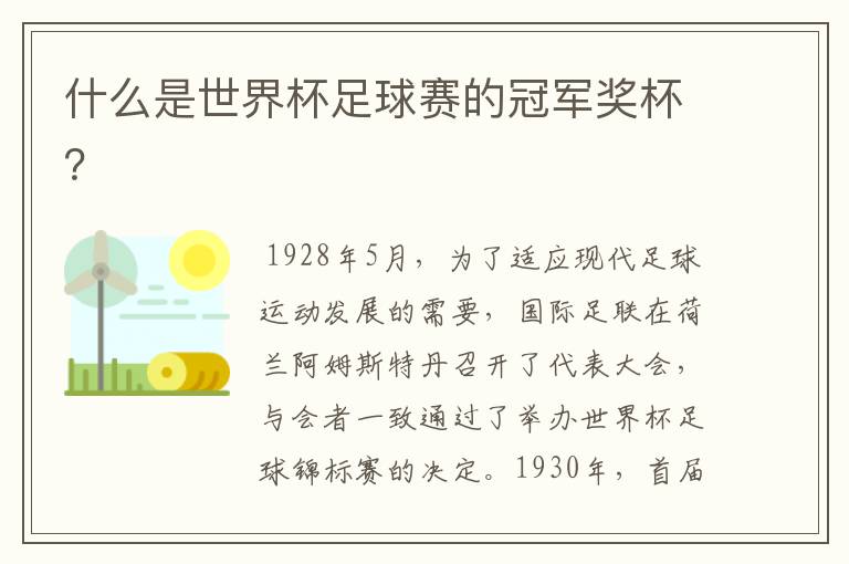 什么是世界杯足球赛的冠军奖杯?