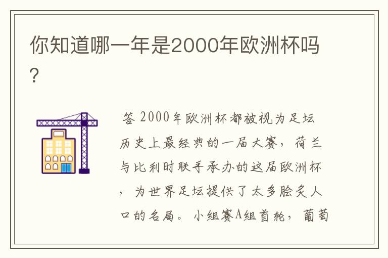 你知道哪一年是2000年欧洲杯吗?