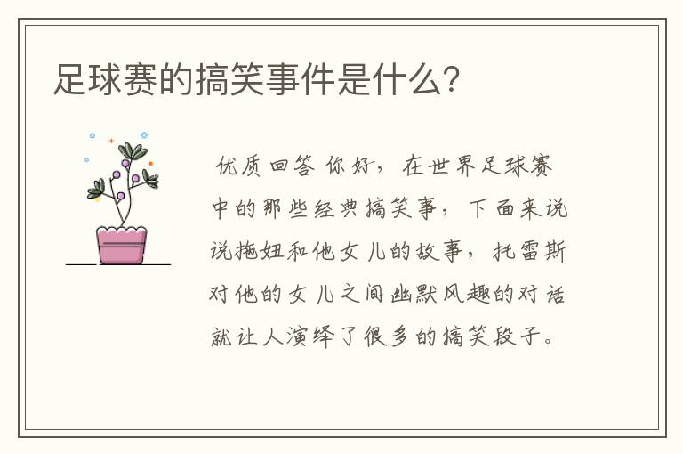 足球赛的搞笑事件是什么?