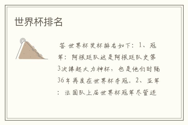 世界杯排名