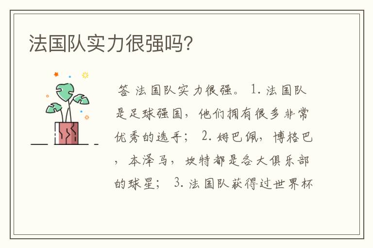 法国队实力很强吗?