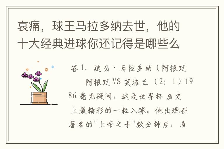 哀痛,球王马拉多纳去世,他的十大经典进球你还记得是哪些么?
