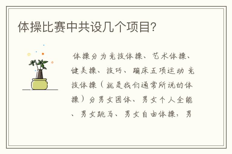 体操比赛中共设几个项目?