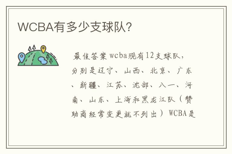 WCBA有多少支球队?