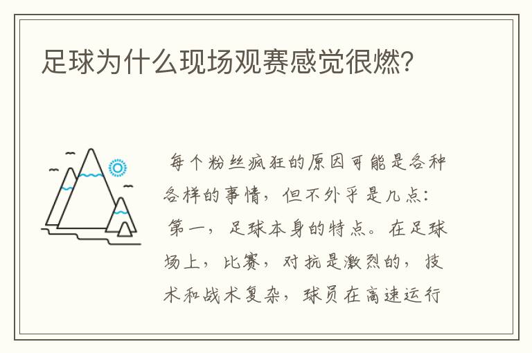 足球为什么现场观赛感觉很燃?