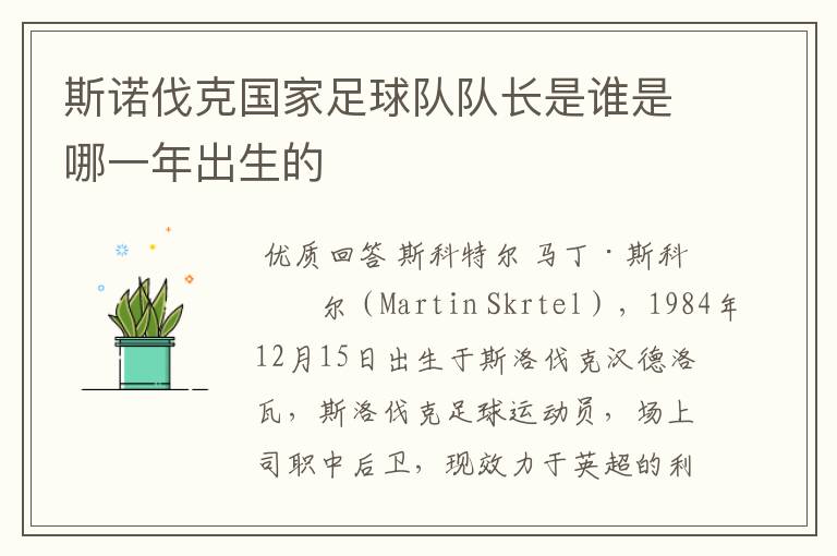 斯诺伐克国家足球队队长是谁是哪一年出生的