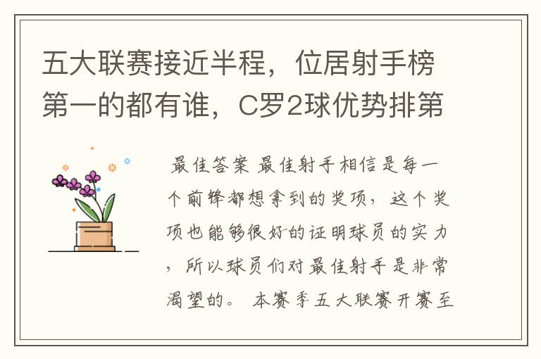 五大联赛接近半程,位居射手榜第一的都有谁,C罗2球优势排第一