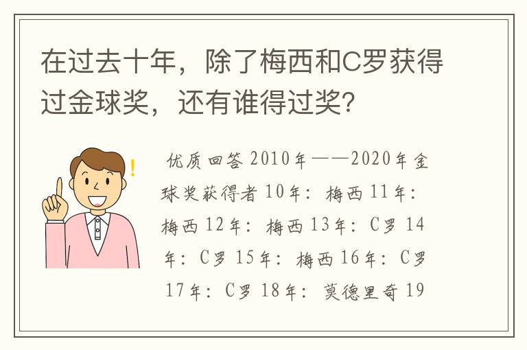 在过去十年,除了梅西和C罗获得过金球奖,还有谁得过奖?