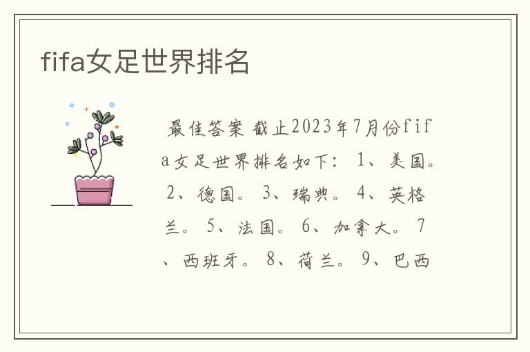 fifa女足世界排名