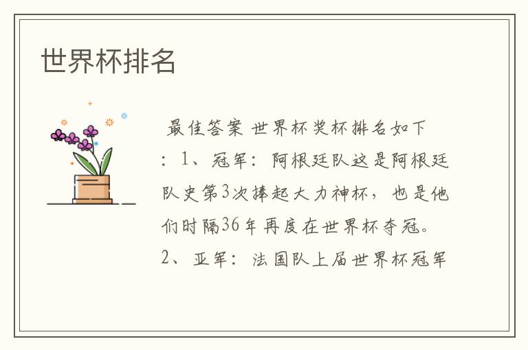 世界杯排名