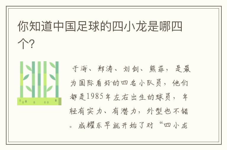 你知道中国足球的四小龙是哪四个?
