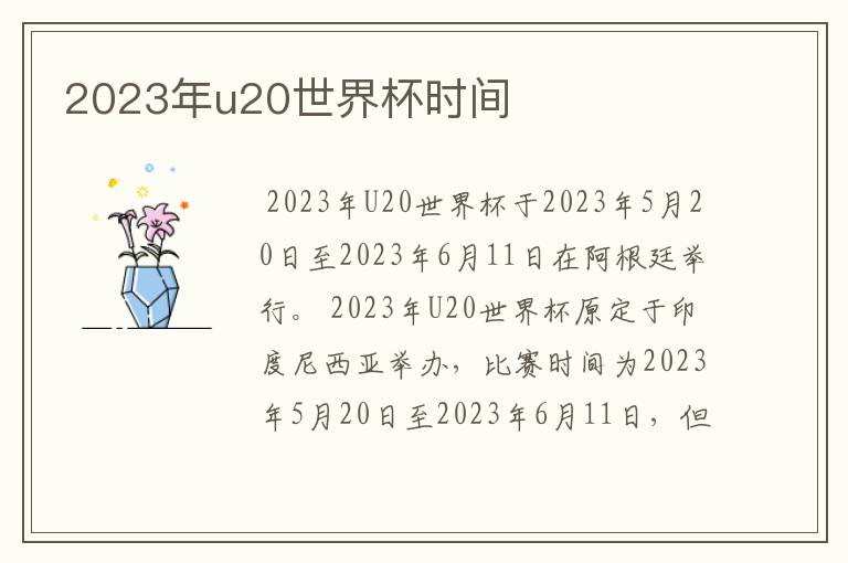 2023年u20世界杯时间