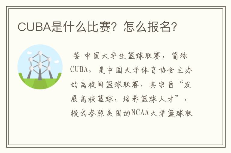 CUBA是什么比赛?怎么报名?