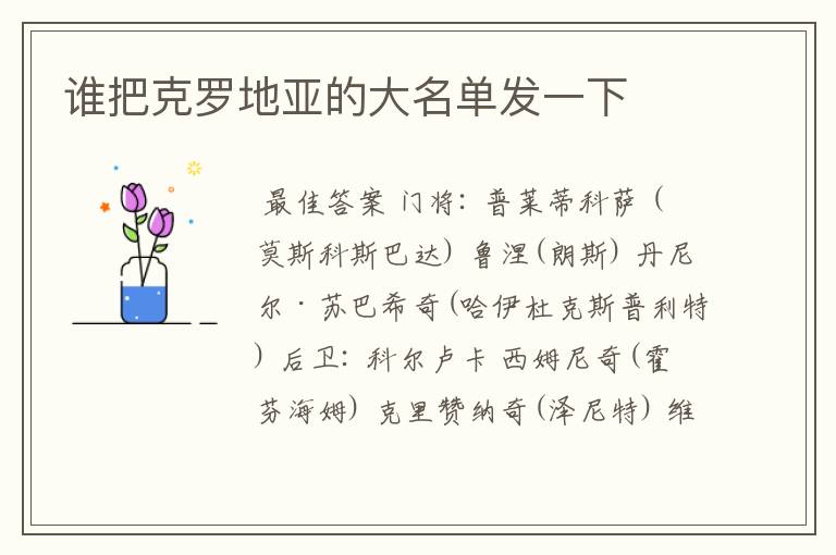 谁把克罗地亚的大名单发一下