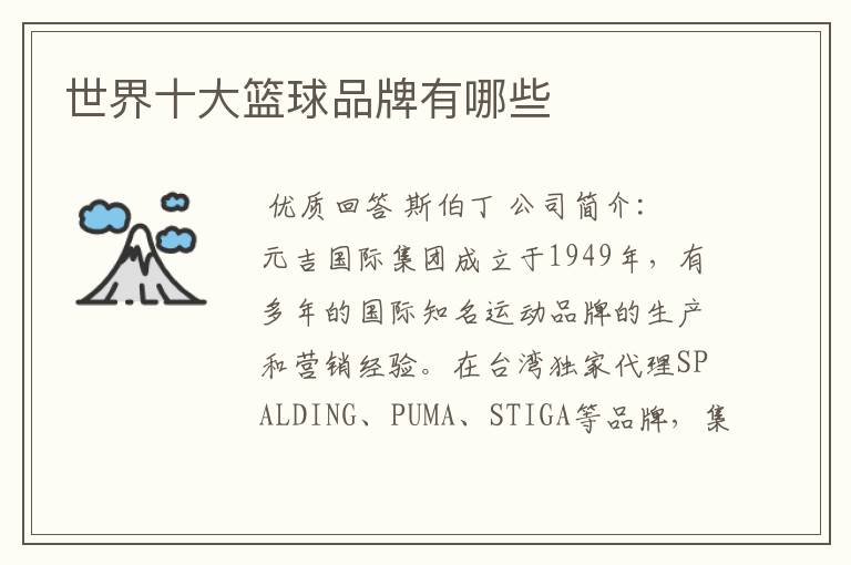 世界十大篮球品牌有哪些