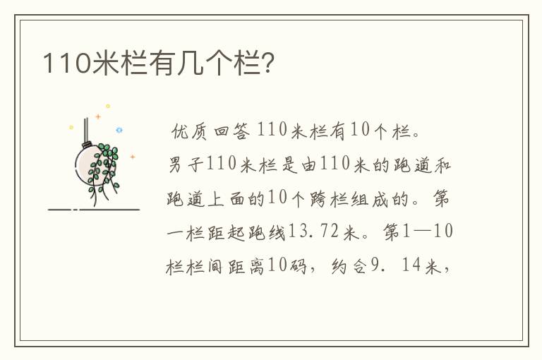 110米栏有几个栏?