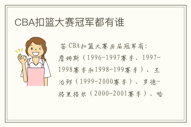 CBA扣篮大赛冠军都有谁